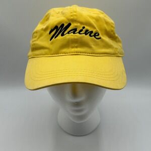 Decky Yellow Maine Embroidered Baseball Cap Dad Hat Adjustable Strap 100% Cotton